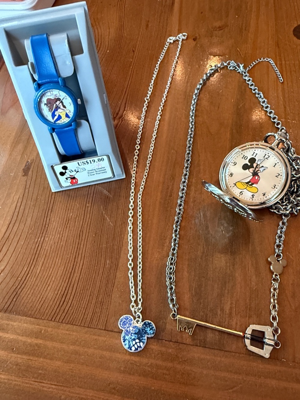 Kids Blue Mickey Mouse Watch and Necklace Set
